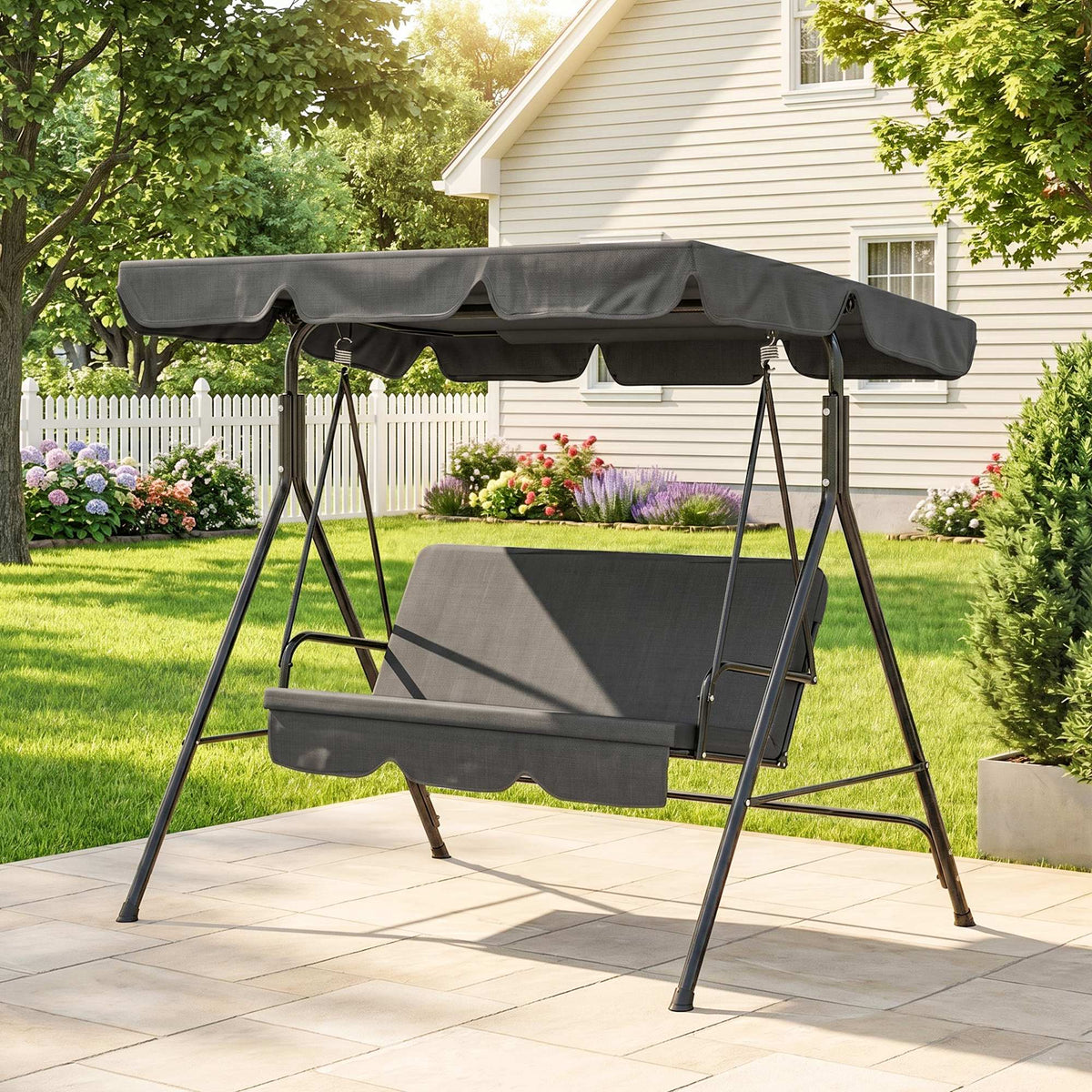 Patio Swing 3 Seater with Adjustable Canopy