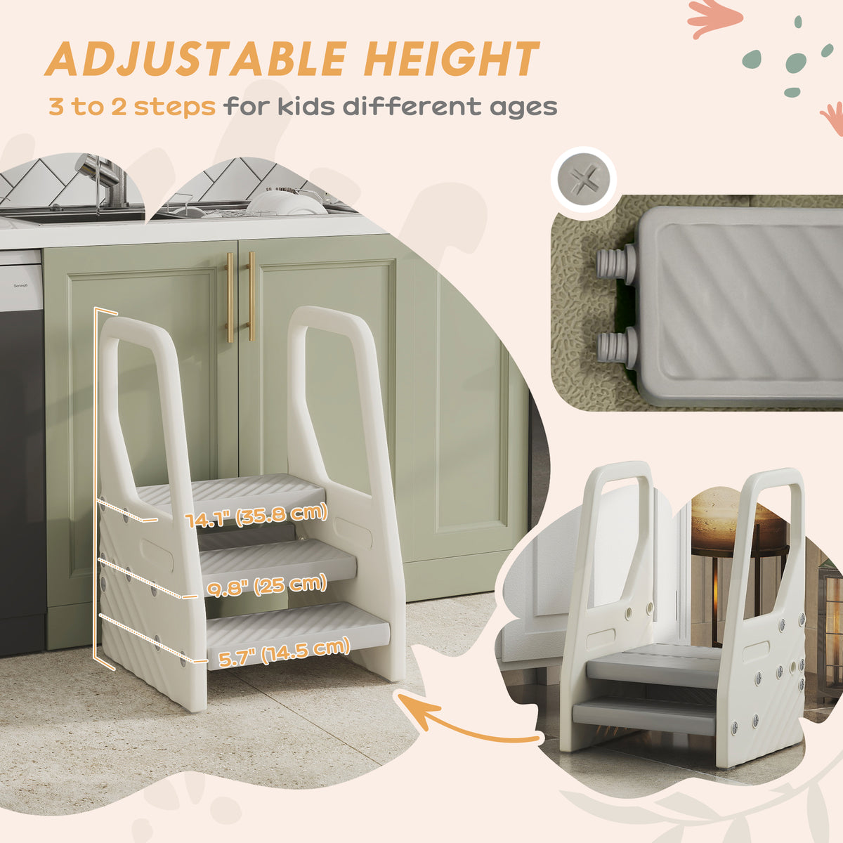 Adjustable Step Stool for Toddlers with Handle