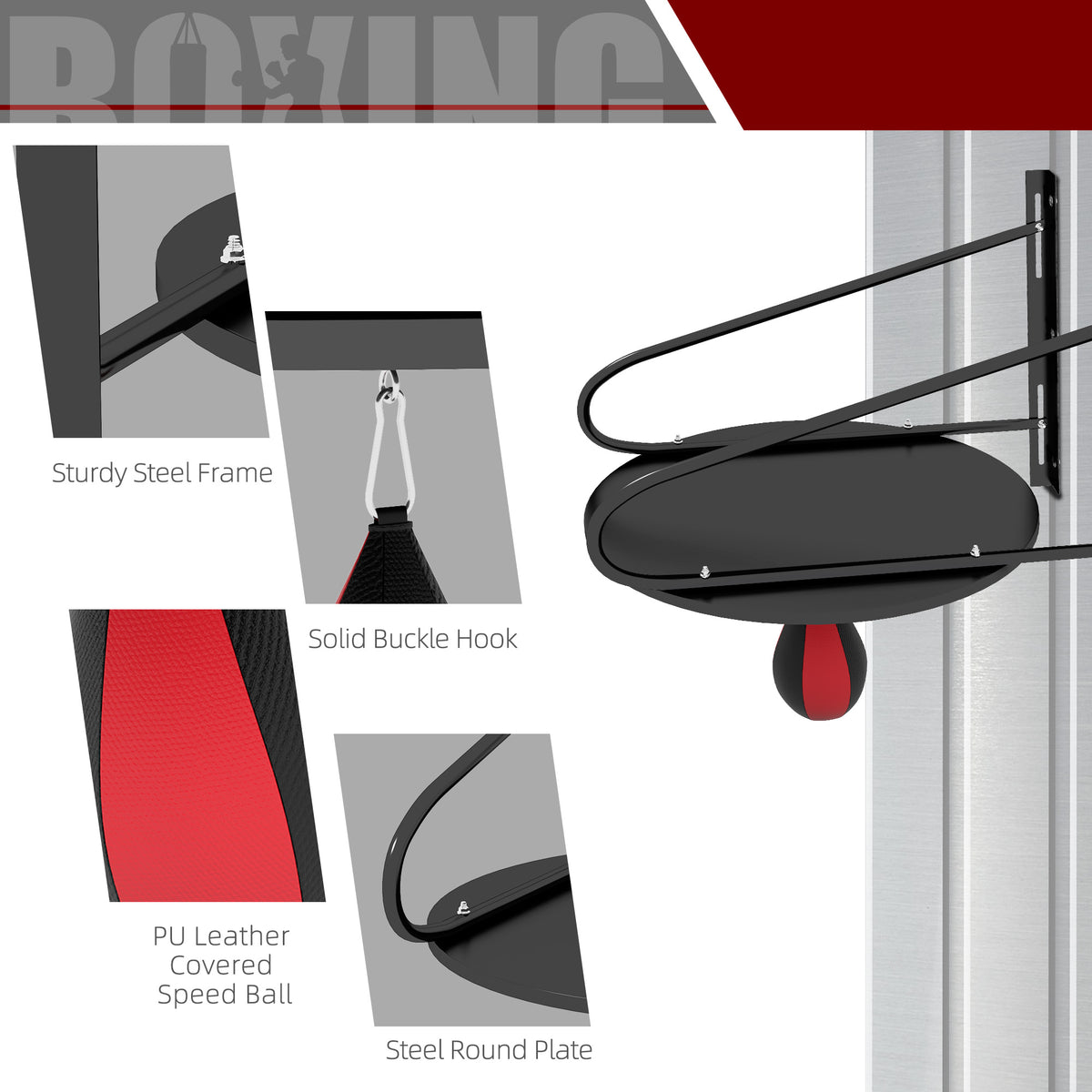 Wall-mounted speed bag boxing platform adjustable height