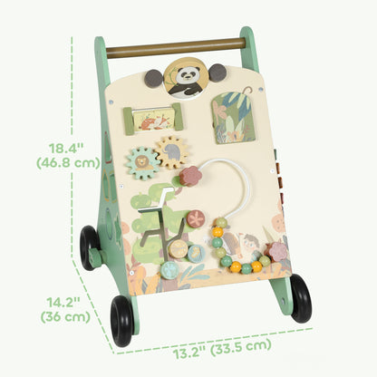 Wooden baby walker with activity centre