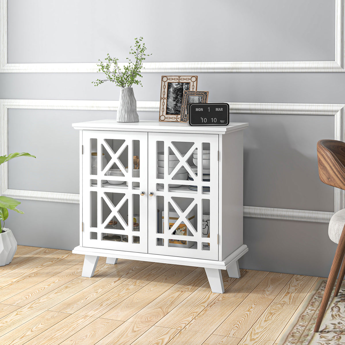 Storage Cabinet with Fretwork Doors and Shelf