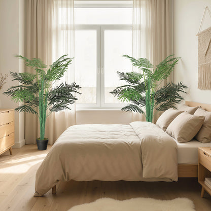 Realistic Potted Artificial Palm Tree — green