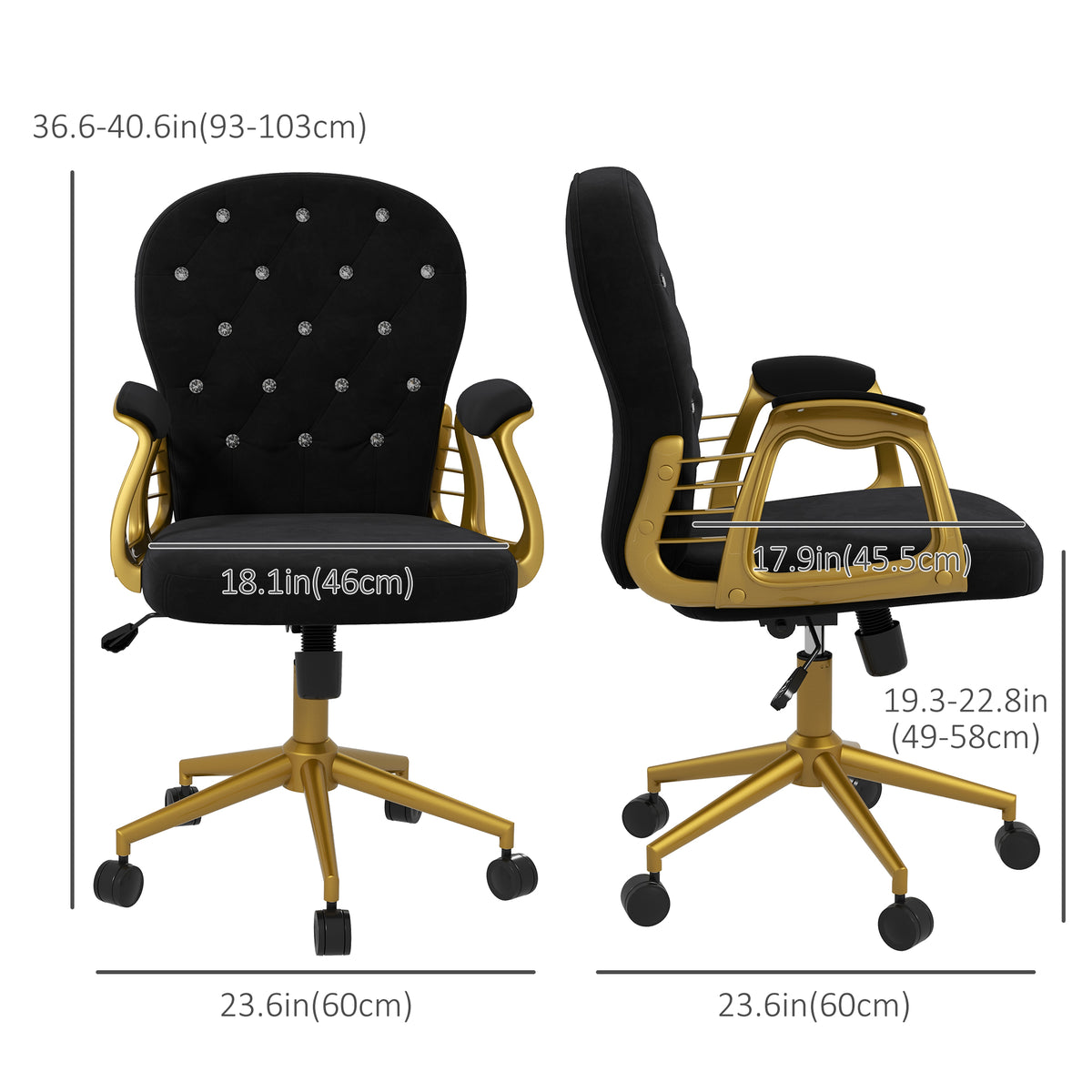 Silla de oficina giratoria de terciopelo capitoné