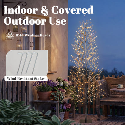 180 cm (183 cm) Lighted Snow-Flocked Twig Tree with LEDs