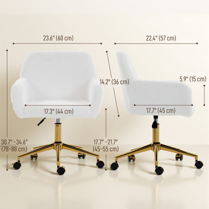 Swivel office chair in faux rabbit fur