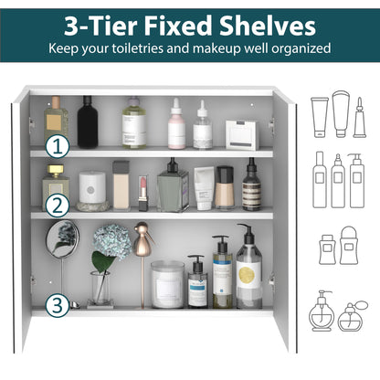 Wall-Mounted Medicine Cabinet with Double Mirror Door