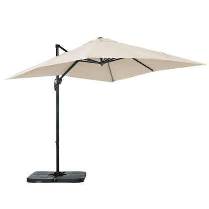 Sombrilla excentrada cuadrada de 245 cm con rotación de 360 grados