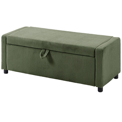 Upholstered Corduroy Storage Ottoman Bench