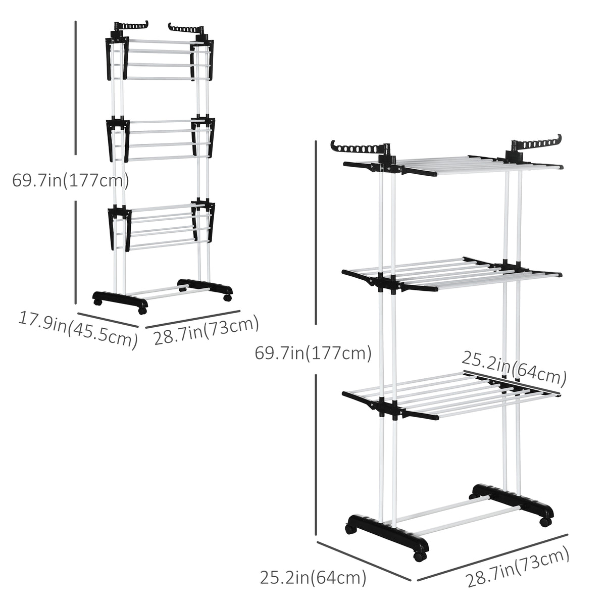 Foldable Clothes Drying Rack 4-Tier with Wings