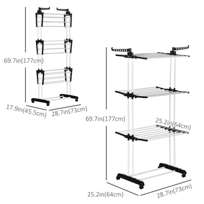 Foldable Clothes Drying Rack 4-Tier with Wings
