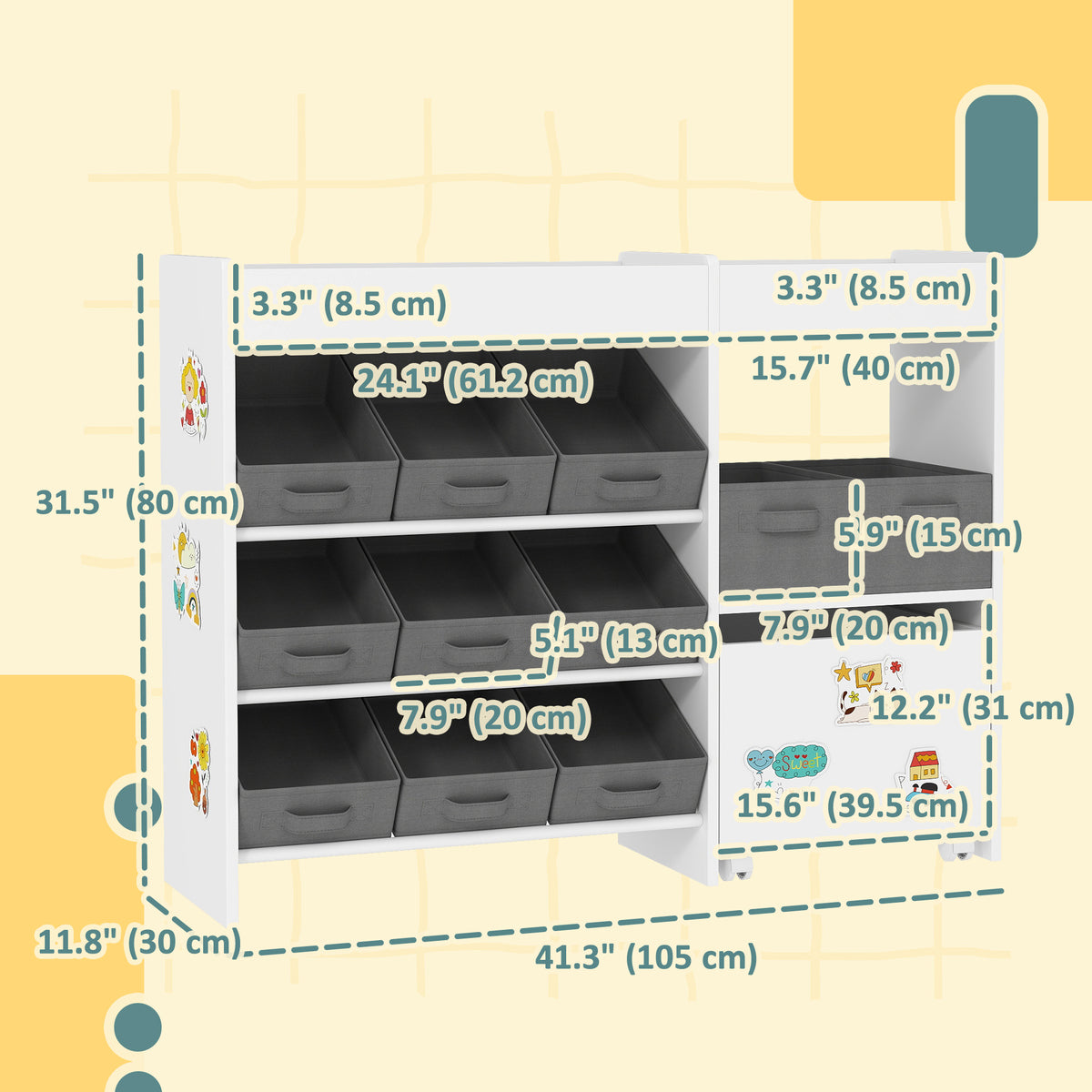 4-Tier Toy Storage Organizer with 11 Fabric Bins