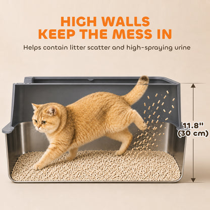XL Stainless Steel Litter Box 2-Pack — grey