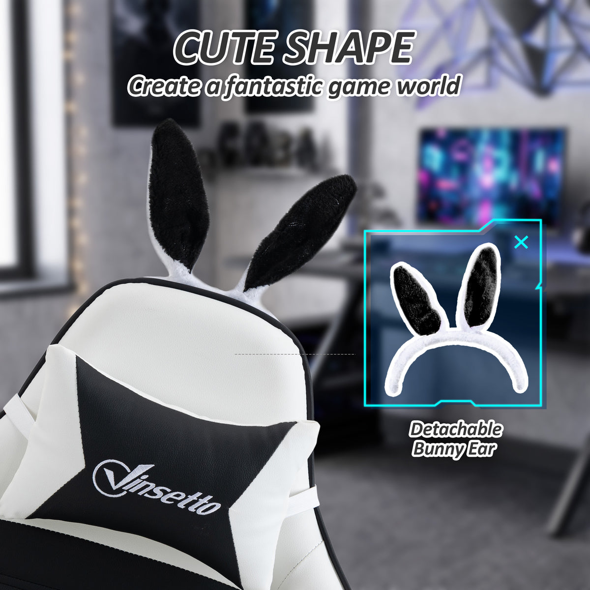 Ergonomic gaming chair with footrest