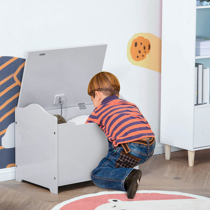 Kids Wooden Toy Storage Chest with Safety Lid