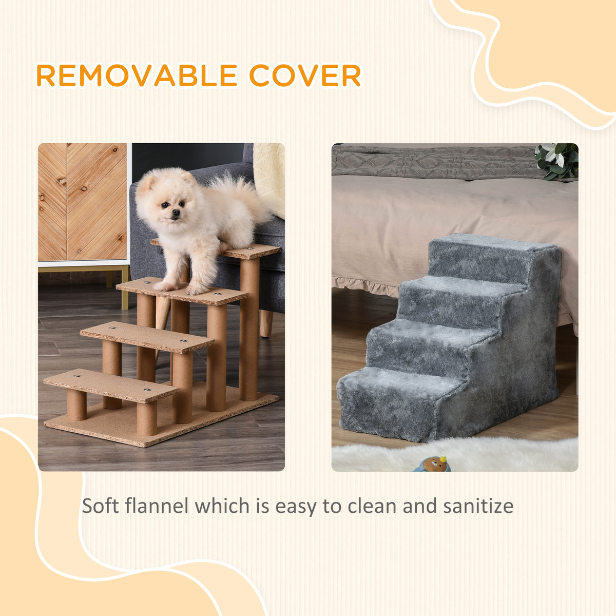 Escalera de 4 peldaños para perros con funda extraíble