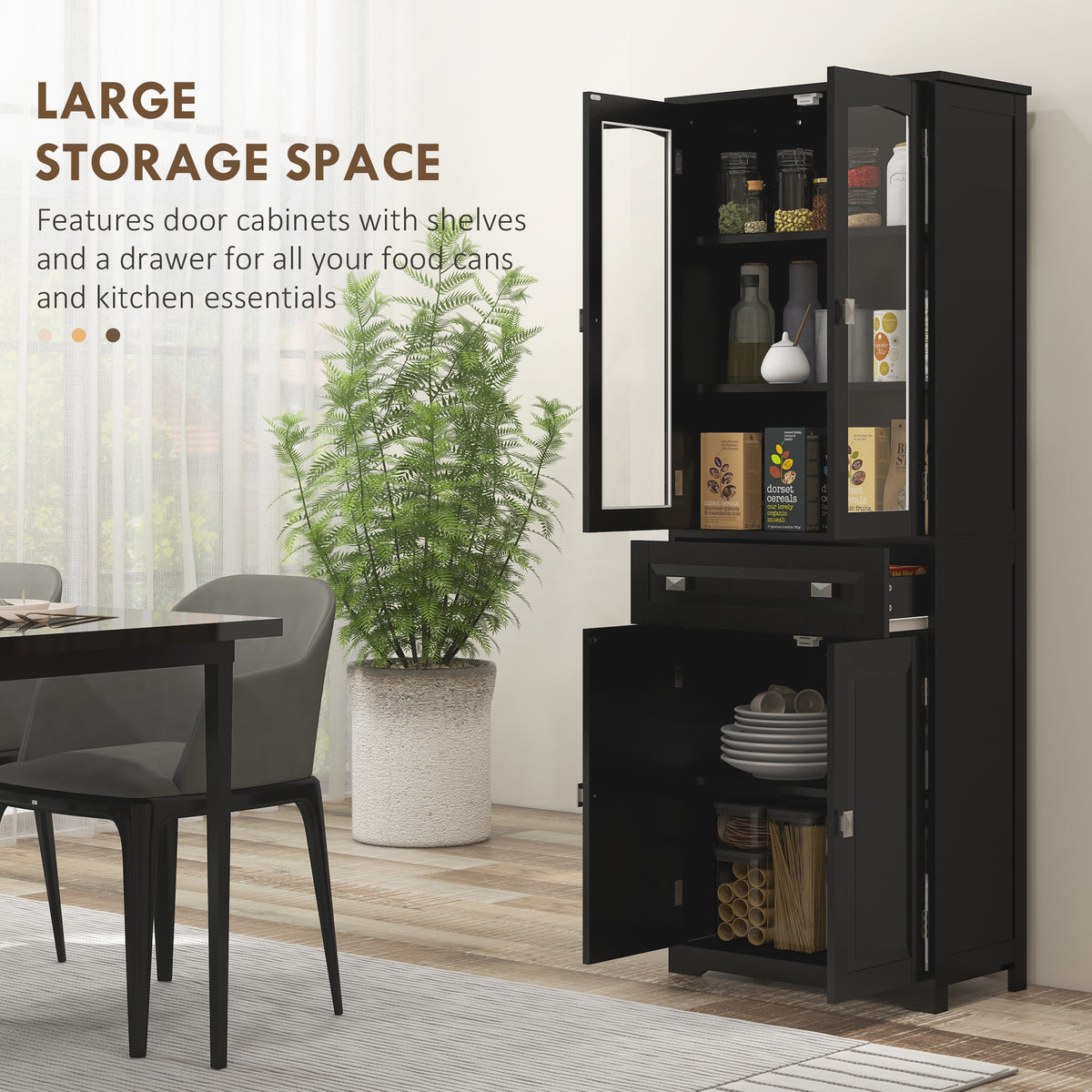 Armario despensa 4 puertas 160 cm almacenamiento cocina
