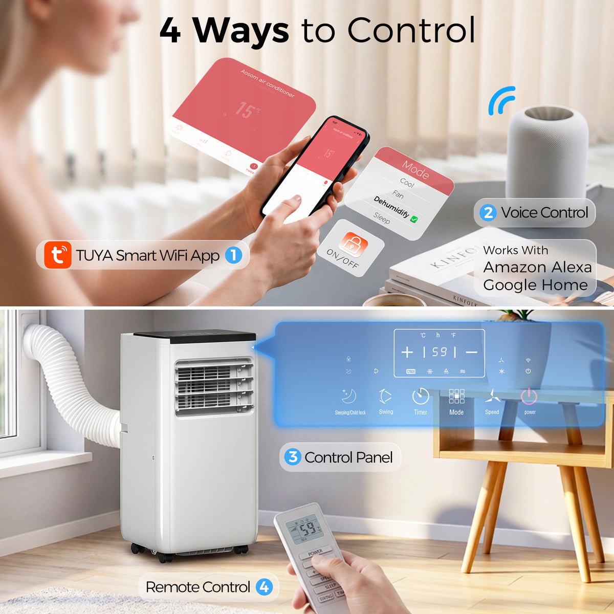 Aire acondicionado portátil 8000 BTU 4 en 1 WiFi
