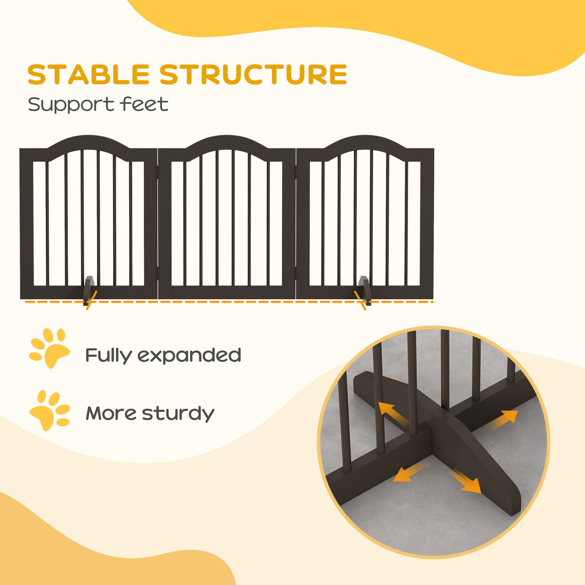 Freestanding Pet Gate 24 Inch Folding — Coffee