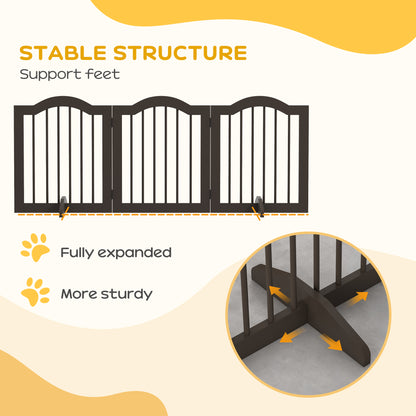 Freestanding Pet Gate 24 Inch Folding — Coffee