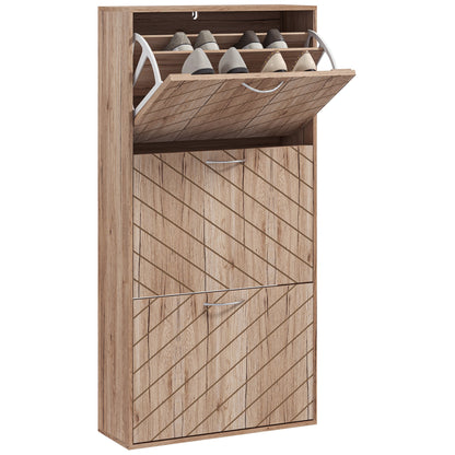 Narrow 3-tier flip drawer shoe storage cabinet