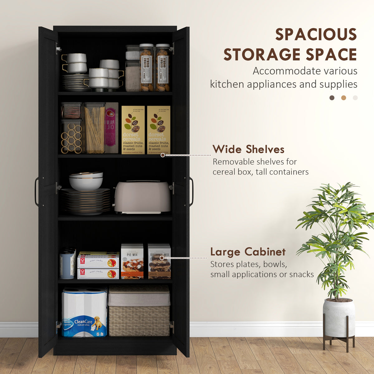 5-Tier Kitchen Pantry Cabinet with Doors