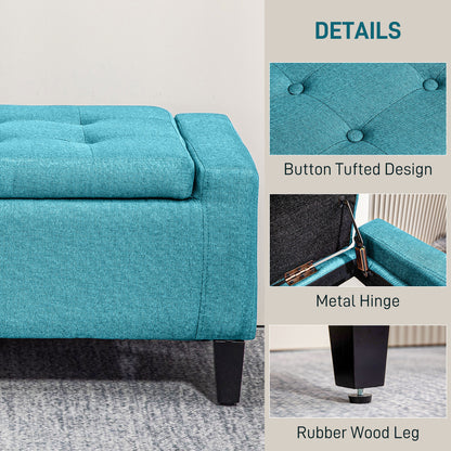 Tufted Linen Storage Ottoman Bench
