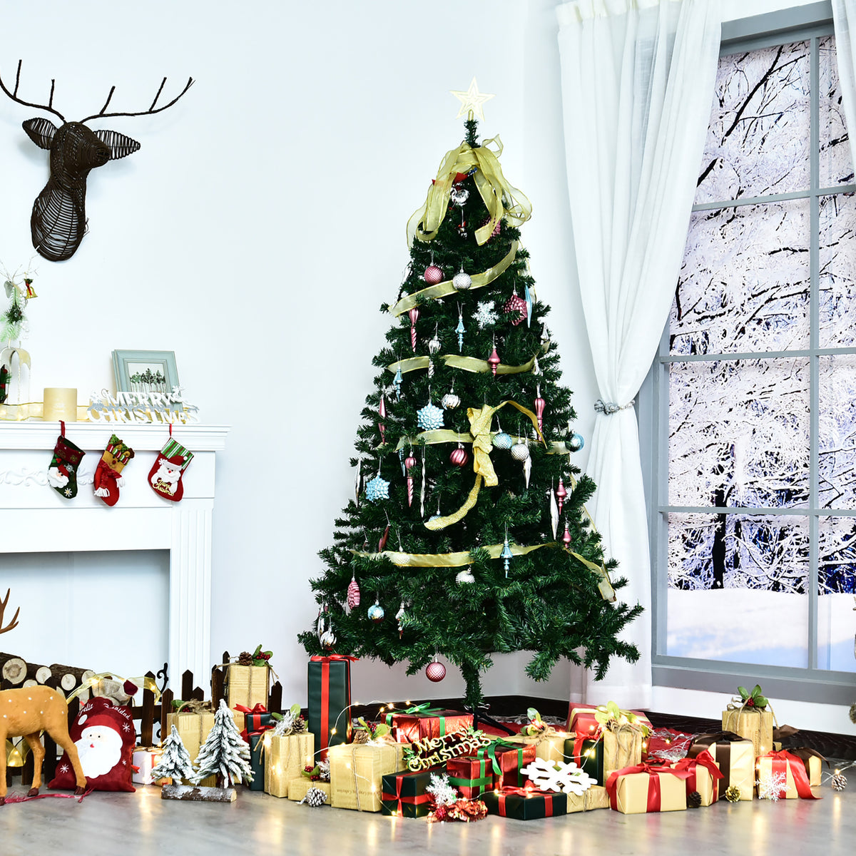 Pino de Navidad artificial de 1230 ramas con pie metálico