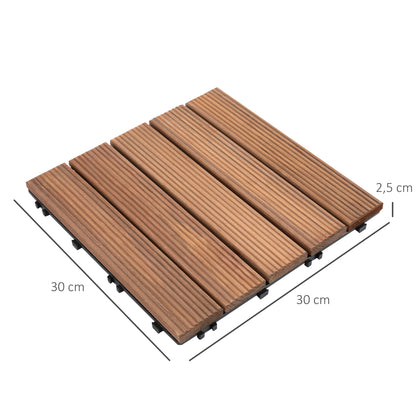 Interlocking Wood Deck Tiles — 27-Piece Set