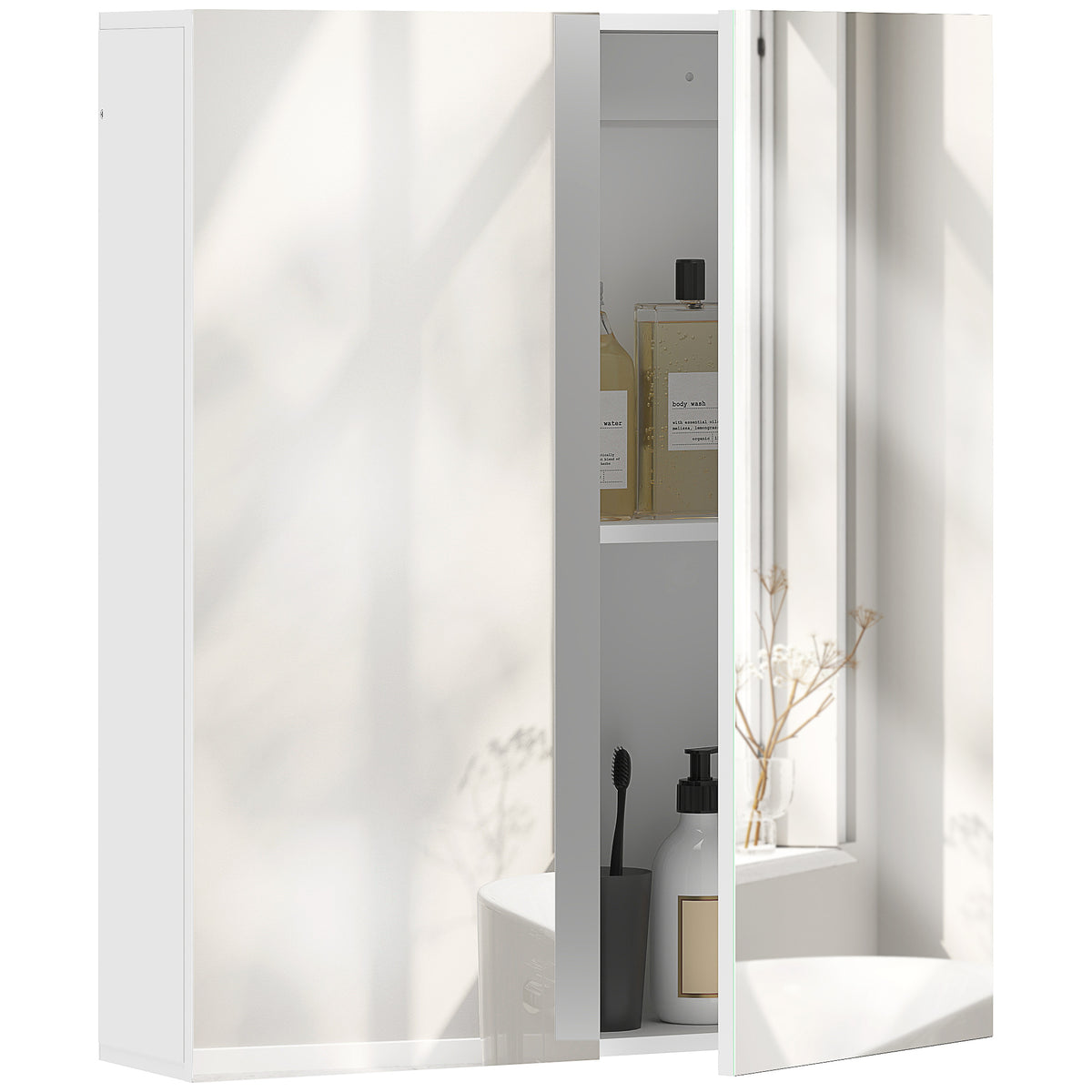 Wall-Mounted Mirror Medicine Cabinet 2 Doors