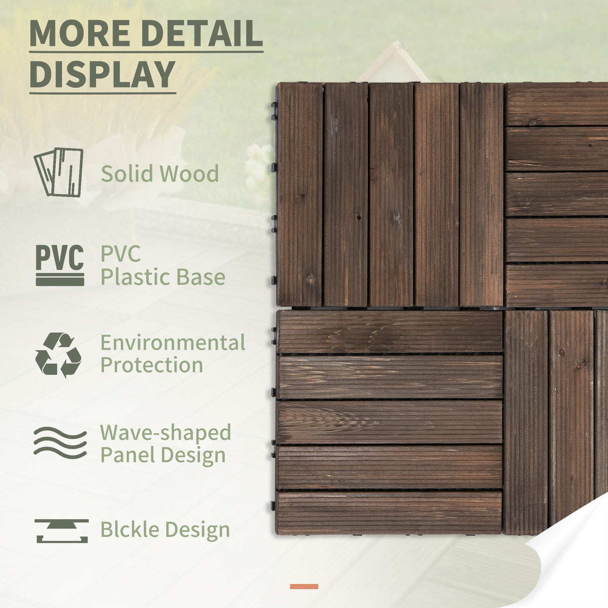 Interlocking Wood Deck Tiles — 27-Piece Set