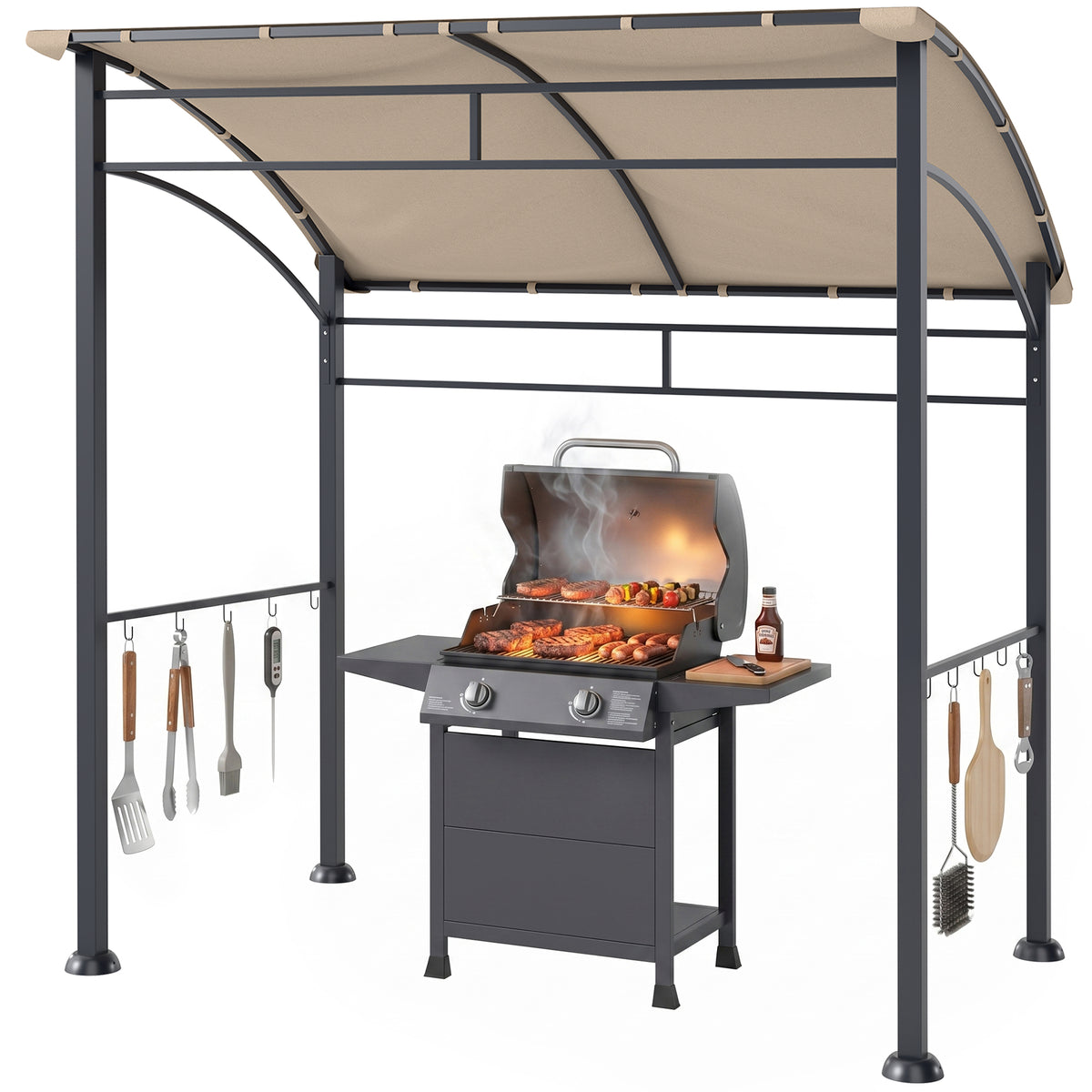 Cenador curvo para barbacoa de 7' x 5'