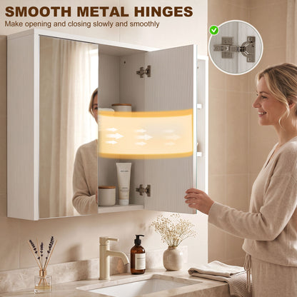 Bathroom medicine cabinet with mirror and open shelves