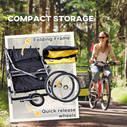 2-in-1 Kids Bike Trailer Foldable with Stroller