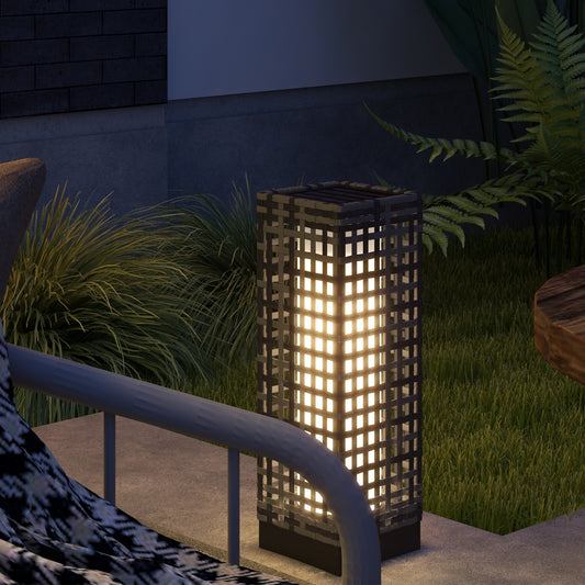 Decorative Wicker Solar Floor Lamp for Patio IP44