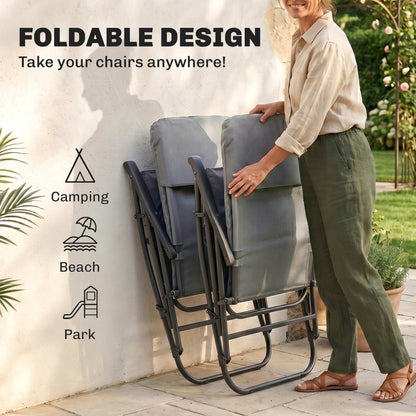 Set of 2 Padded Rocking Chairs with Armrests