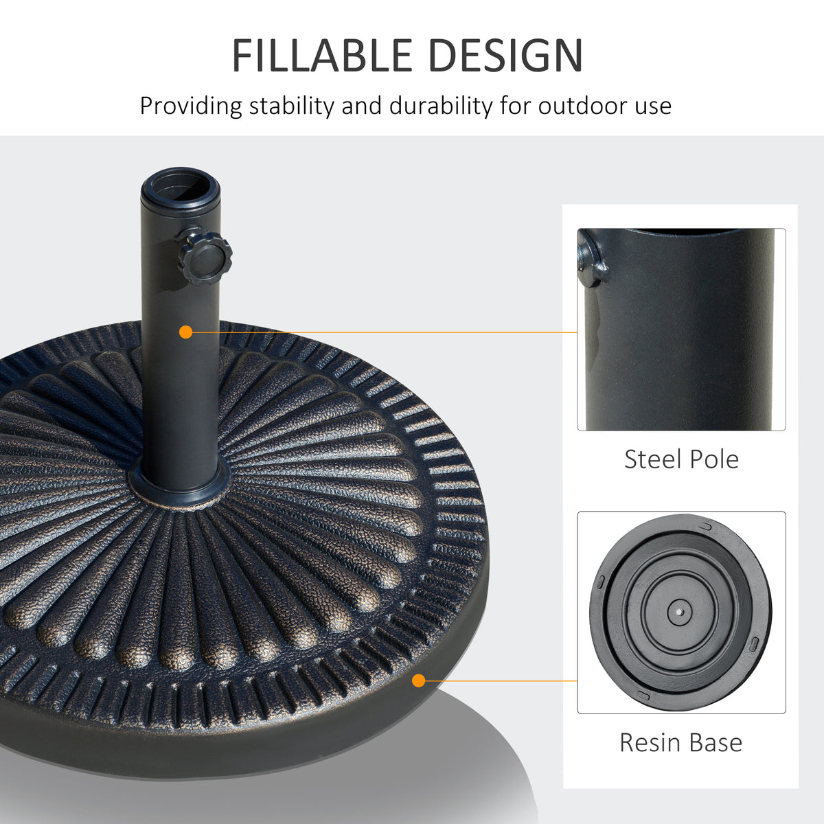 Round Resin Patio Umbrella Base Decorative Design