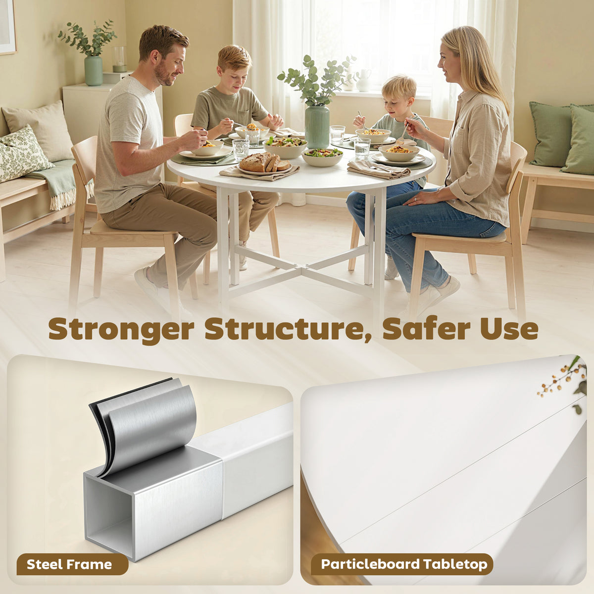 Round Folding Dining Table for Small Spaces