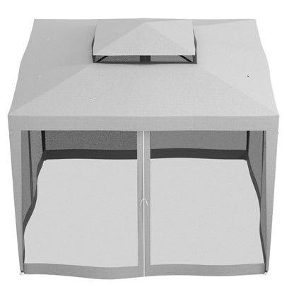 Toldo de jardín de 3x3 m con doble techo y mosquitera