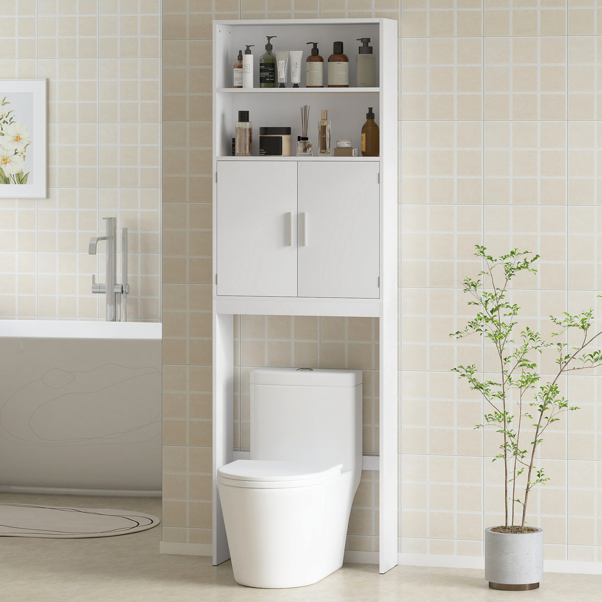 Freestanding over the toilet storage shelf 4-tier bathroom organizer