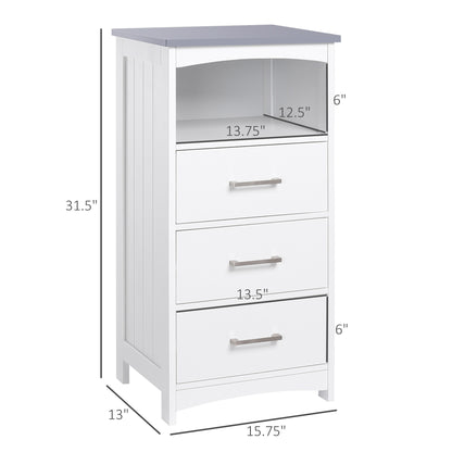 Narrow Bathroom Floor Cabinet with 3 Drawers