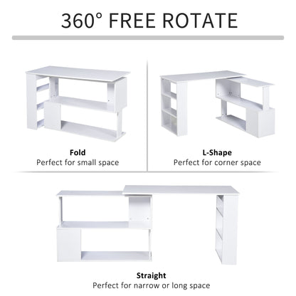 L-Shaped Desk 360° Rotating with Storage