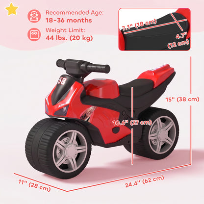 Bicicleta de equilibrio para bebé con forma de moto, música y ruedas anchas