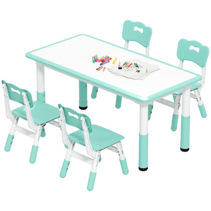 Kids Table and Chair Set Adjustable Height — Set of 5