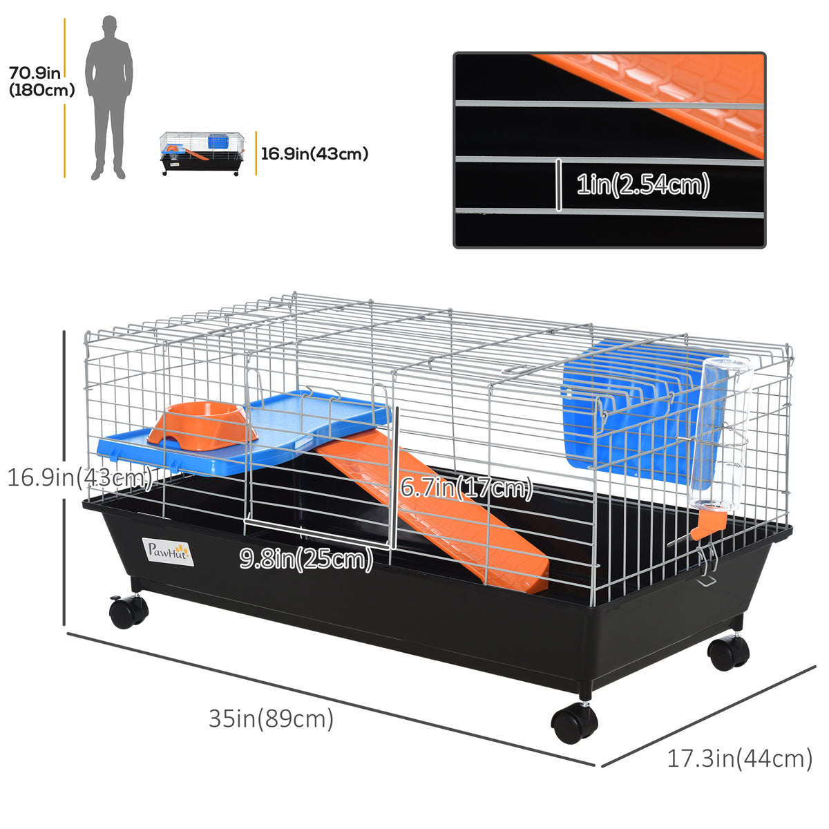 Small Animal Cage with Wheels and Accessories