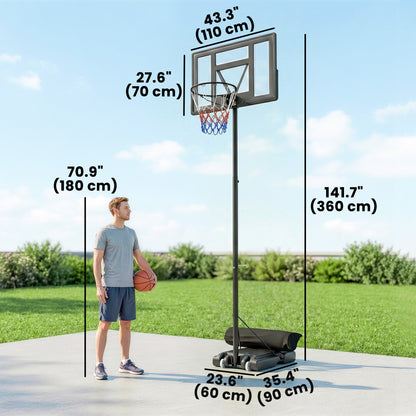 Canasta de baloncesto con soporte ajustable de 134 a 305 cm