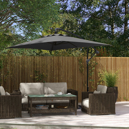 Offset Patio Umbrella 3m with Cross Base