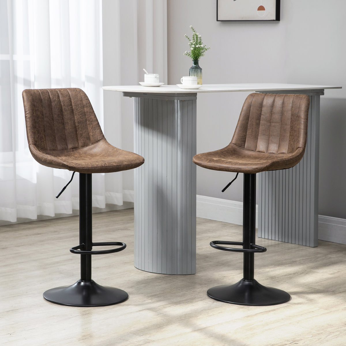 Adjustable Bar Stools Set of 2 — Black