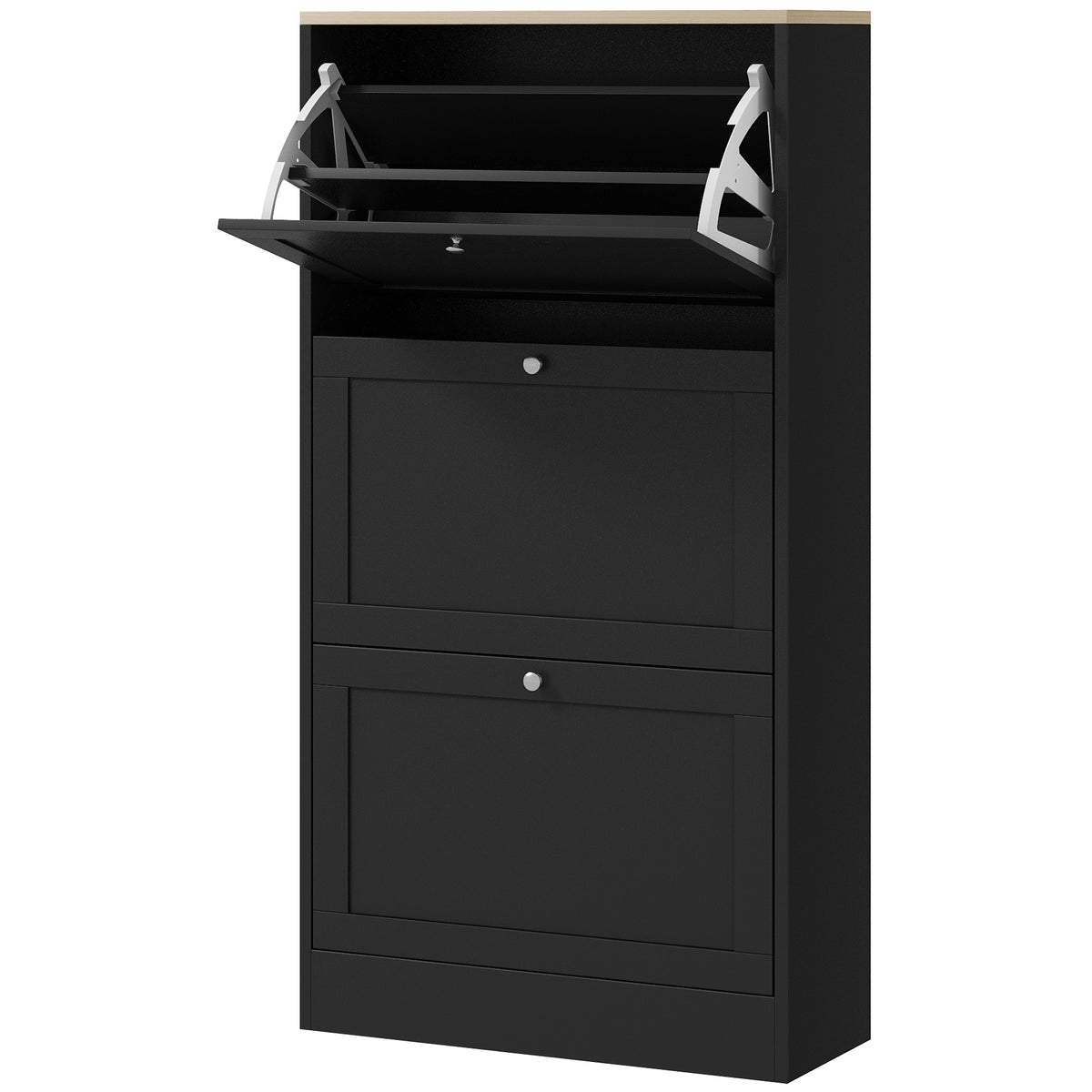 Shoe Cabinet 3 Flip Drawers Adjustable Shelves, 12-18 Pairs