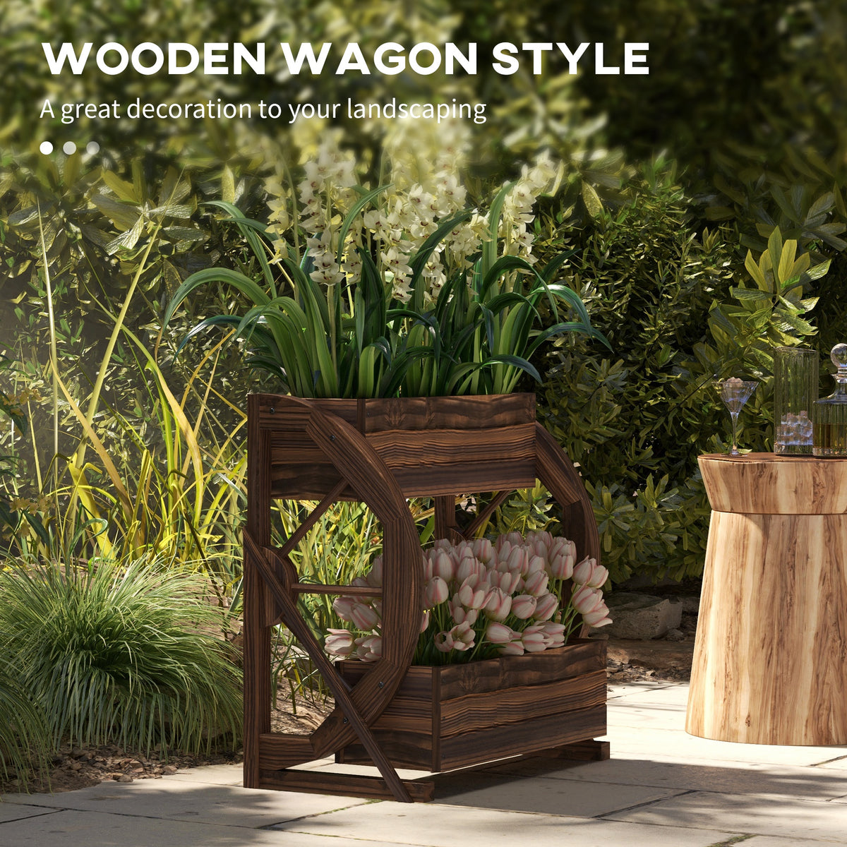 Two-Tier Raised Garden Planter Box — wagon style