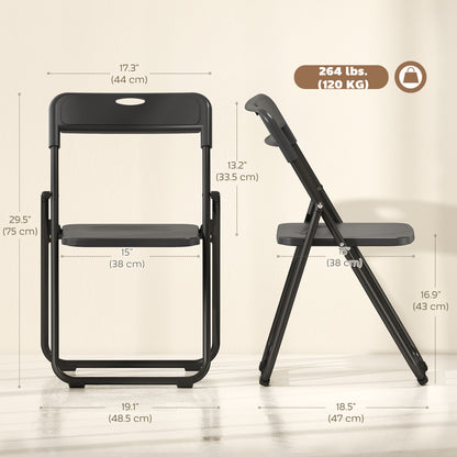 Plastic Folding Chairs with Steel Frame — Set of 6
